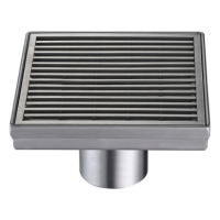 Desagüe de Piso Dawn 13x13 cm en Acero Inoxidable – Diseño Moderno con Rejilla - Acabado Acero Satinado - LWN050504