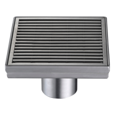 Desagüe de Piso Dawn 13x13 cm en Acero Inoxidable – Diseño Moderno con Rejilla - Acabado Acero Satinado - LWN050504