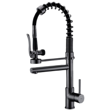GRIFO COCINA PULL-OUT DOBLE GRAFITO PULIDO CARL