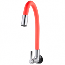 GRIFO DE PARED FLEXIBLE  FRIO ECOSLIM COLOR CROMADO CON ROJO