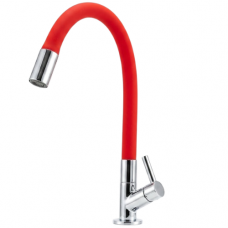 GRIFO ECOSLIM FLEXIBLE FRIO COLOR CROMADO CON ROJO