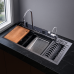 BACHA INTELIGENTE 100*46*22CM CON ESCURRIDOR COLOR GUNBLACK