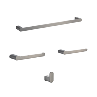 KIT ACCESORIOS BANO BRATTI FLAT GRAFITO CEPILLADO 4PÇ