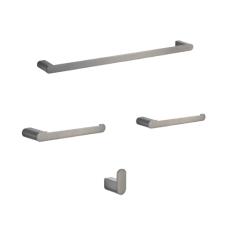 KIT ACCESORIOS BANO BRATTI FLAT GRAFITO CEPILLADO 4PÇ