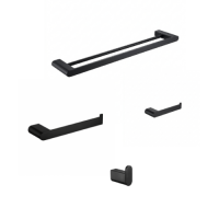 KIT ACCESORIOS BANO BRATTI FLAT NEGRO MATTE 4PÇ